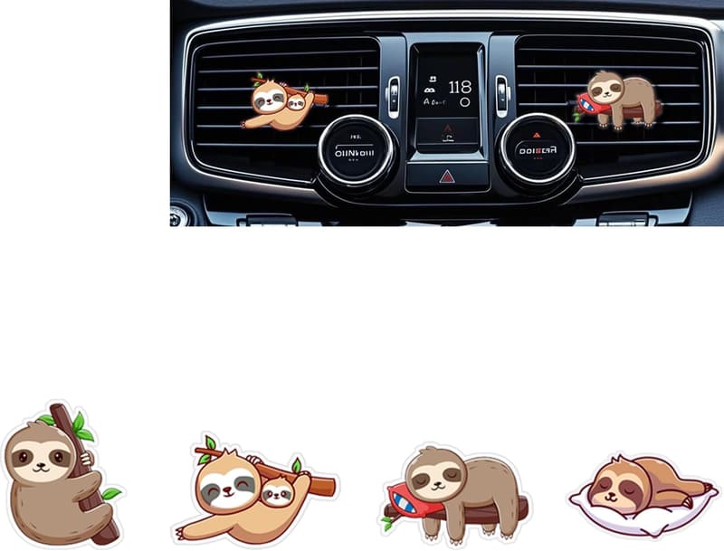 Sloth Car Air Freshener Vent Clip – Auto Interior Decoration