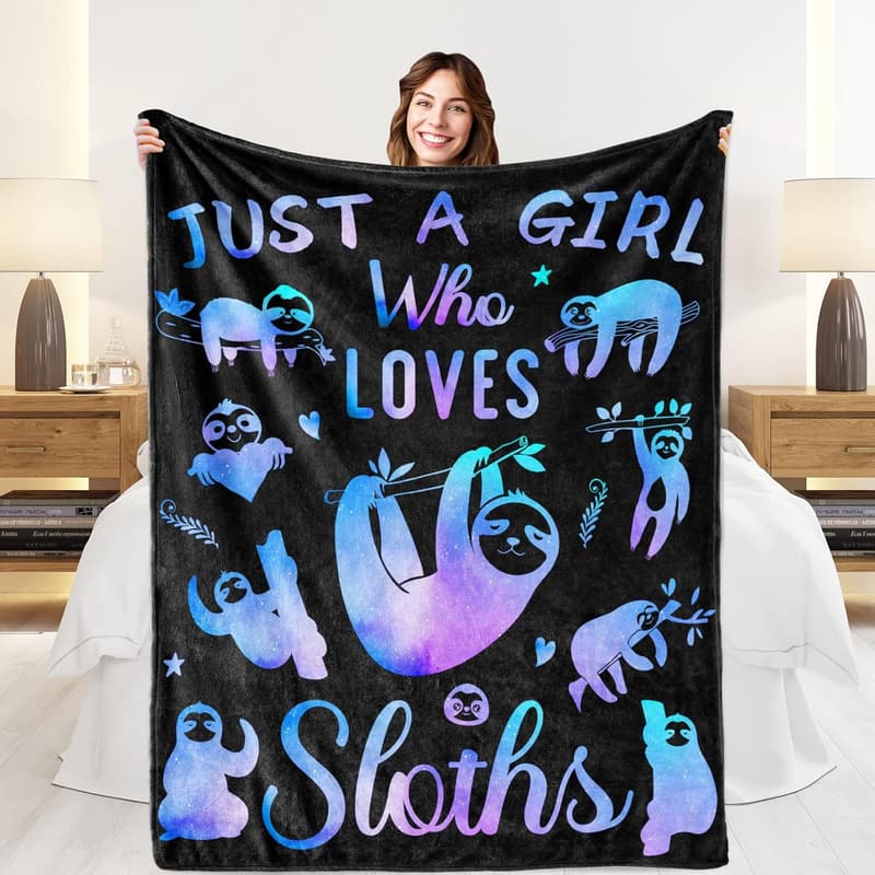 Cozy Soft Sloth Throw Blanket - Gift for Women and Kids