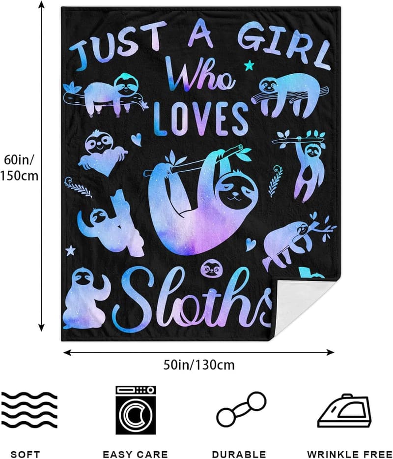 Cozy Soft Sloth Throw Blanket - Gift for Women and Kids