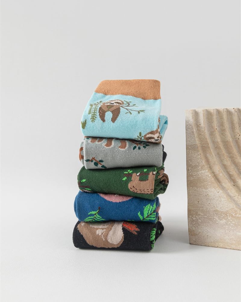 Cute Animal Crew Socks for Women - 5 Pairs of Casual Cotton