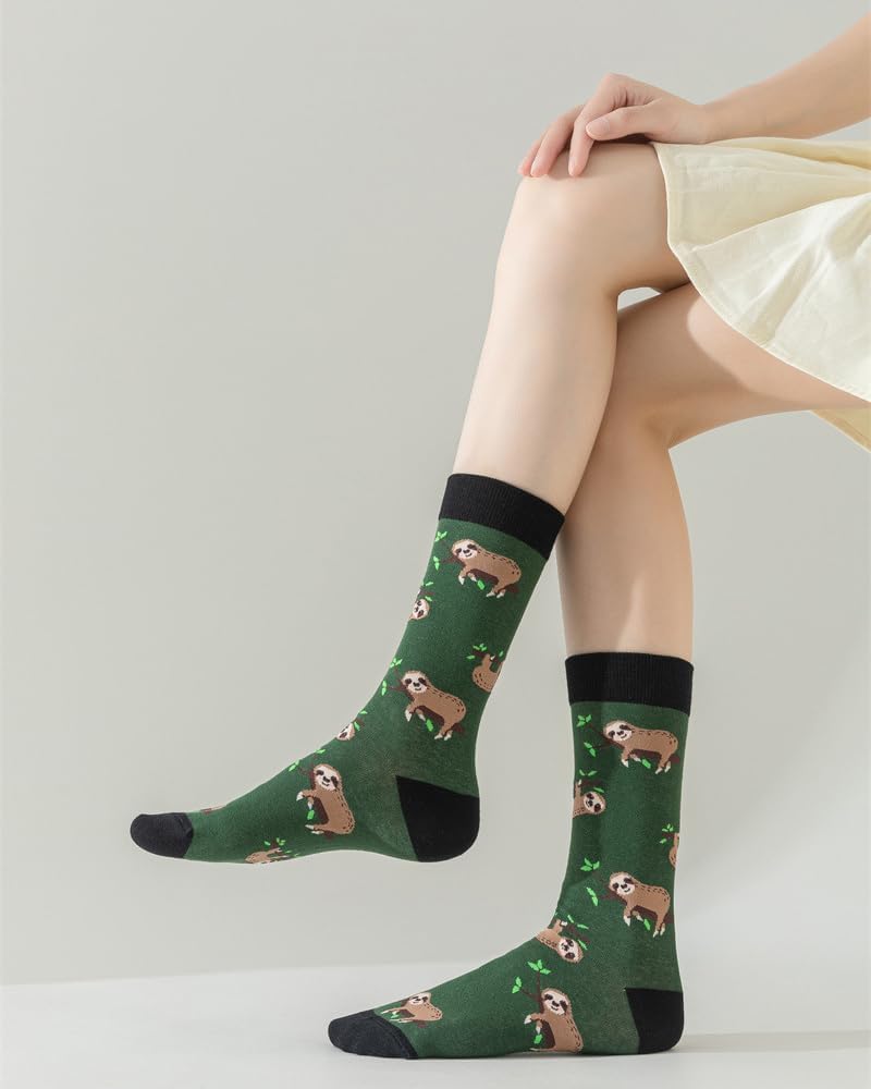 Cute Animal Crew Socks for Women - 5 Pairs of Casual Cotton