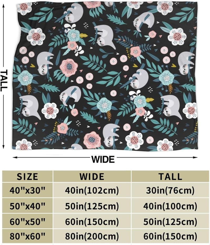 Cute Sloth Plush Throw Blanket for Kids & Adults - 50x40 Inches