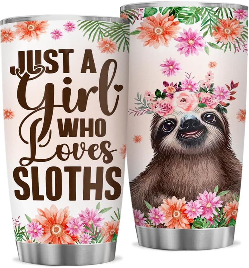 Sloth Tumbler 20oz - Stainless Steel Travel Mug for Women