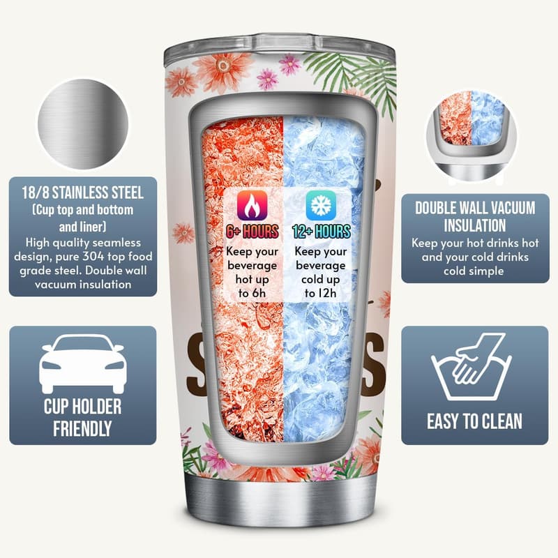 Sloth Tumbler 20oz - Stainless Steel Travel Mug for Women