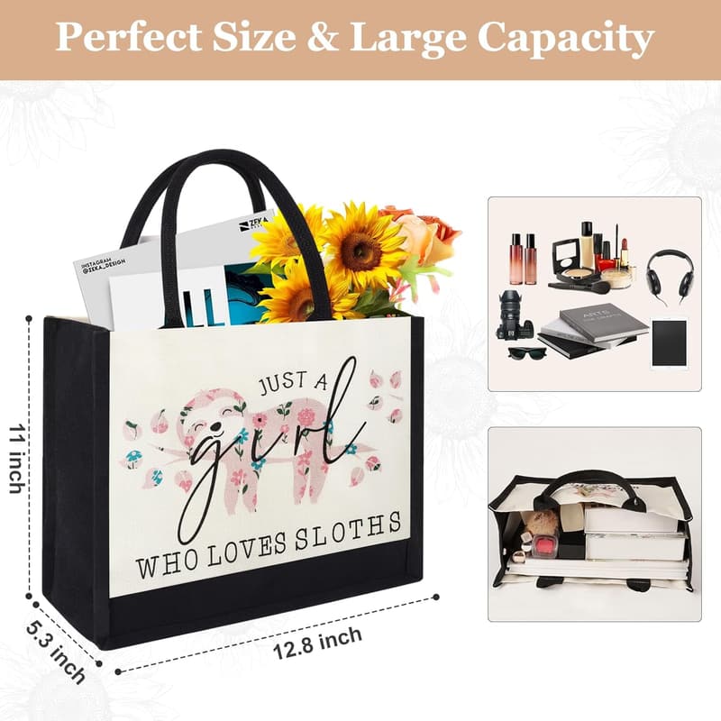 Cute Sloth Canvas Tote Bag for Animal Lovers