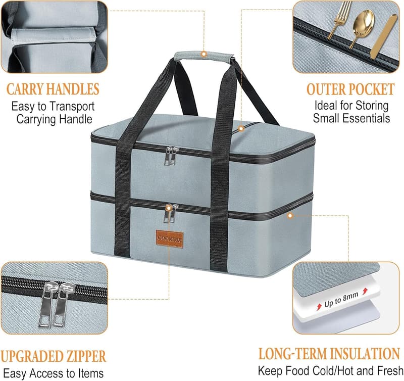 Insulated Casserole Carrier for Potlucks - Fits 9