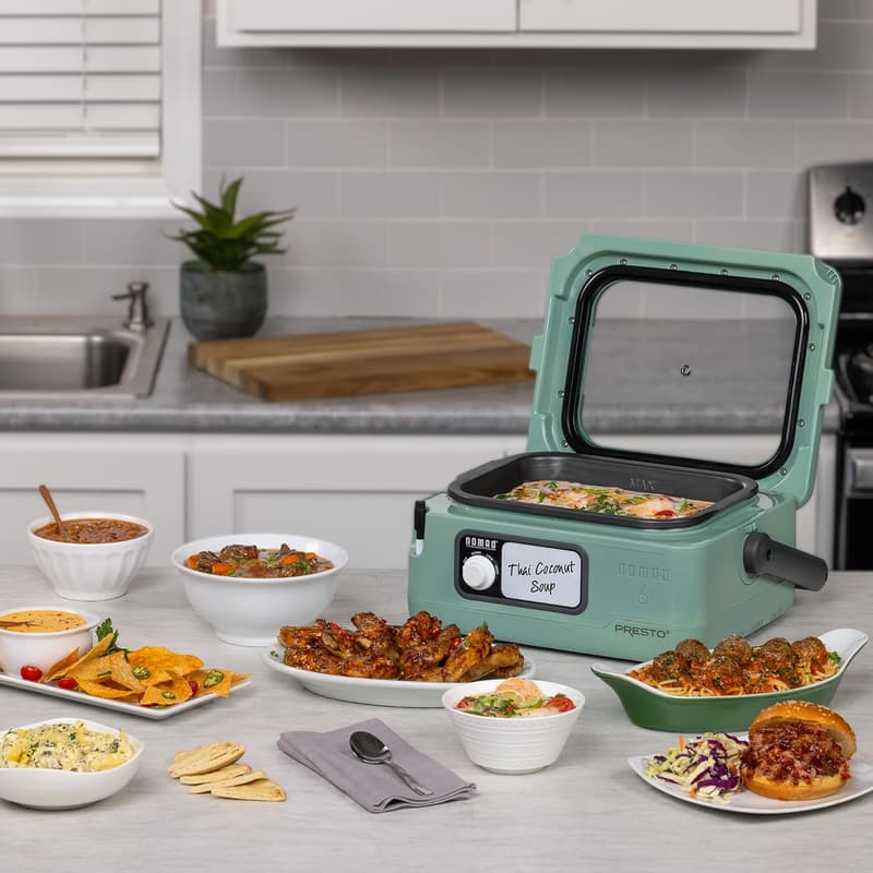 Presto 6-Quart Nomad Slow Cooker with Locking Lid, Green
