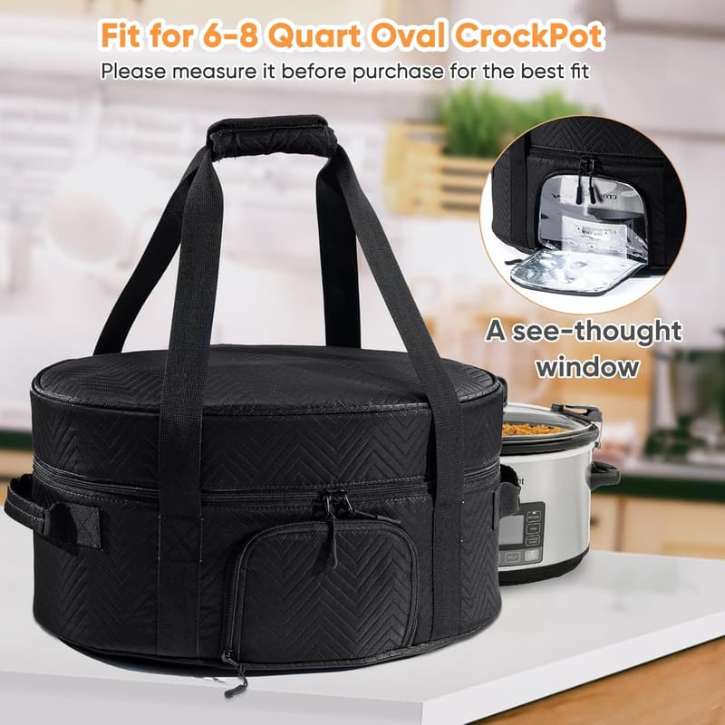 Portable Insulated Slow Cooker Bag for 6-8 Quart Models
