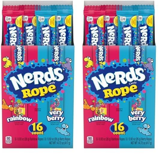 Nerds Rope Candy Variety Box - Rainbow & Very Berry, 32 Pack