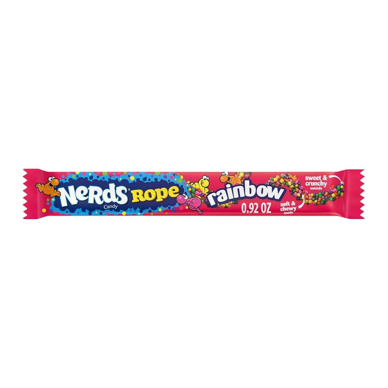 Rainbow NERDS Rope Candy, Crunchy & Gummy, 0.92 oz