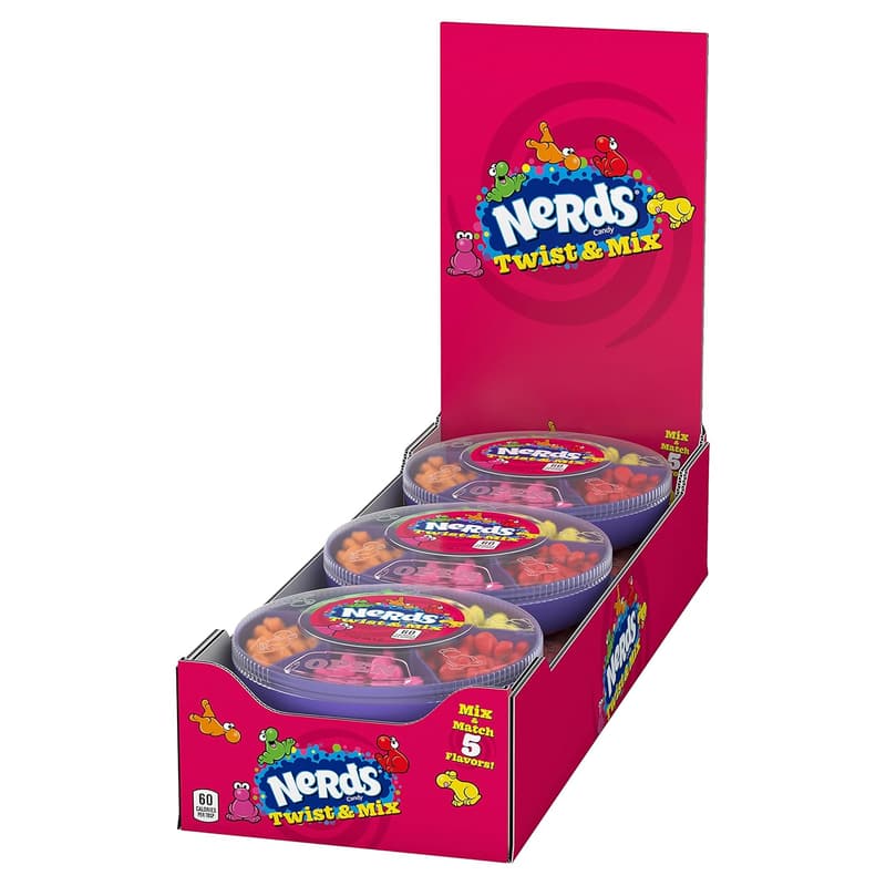 Assorted Fruit Flavor Nerds Candy, 2.1 oz Container (Pack of 12)