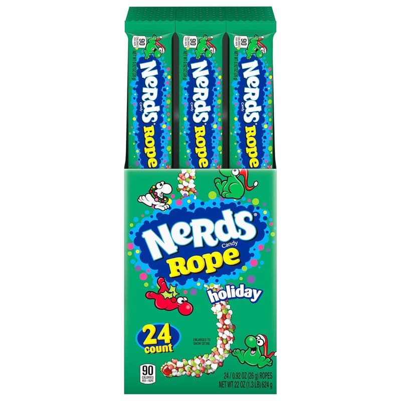 Holiday Nerds Rope Candy Pack - Individually Wrapped, 24 Count