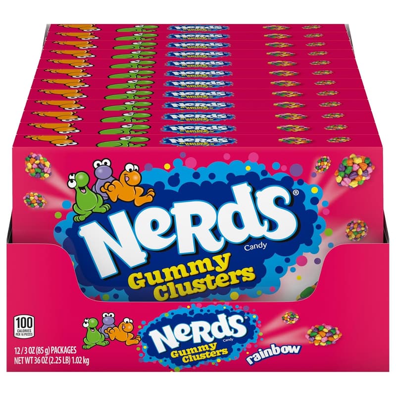 Rainbow Nerds Gummy Clusters Candy - Pack of 12 (3 oz)