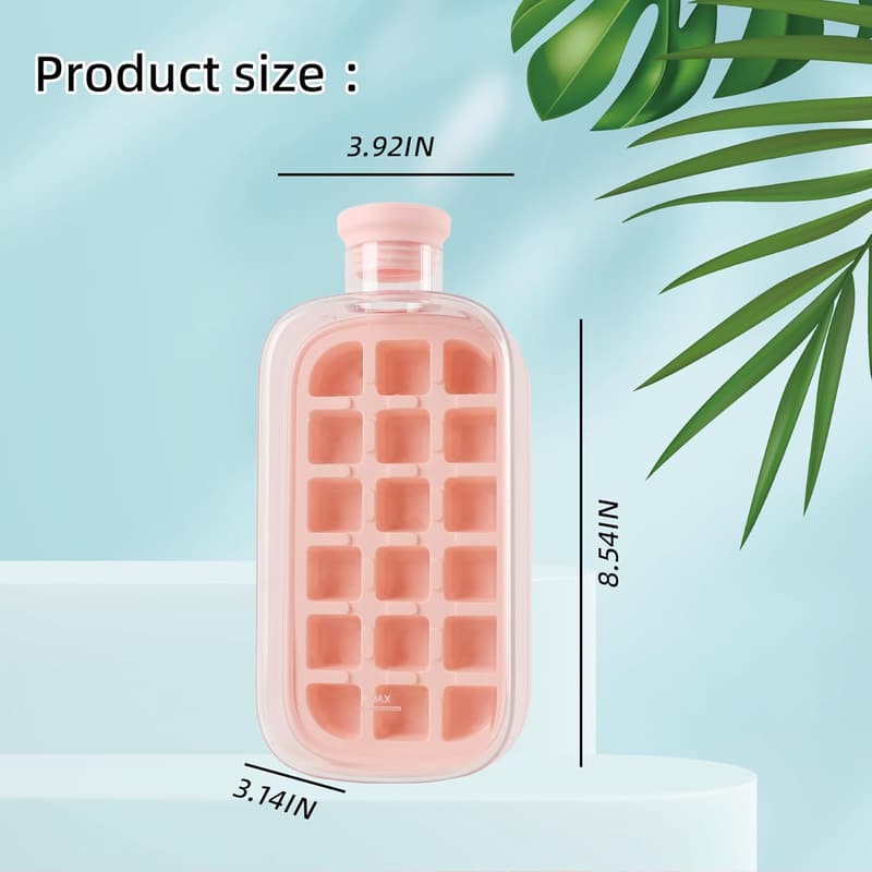 YFJOLEN 800ML Ice Cube Water Bottle with Straw for Summer