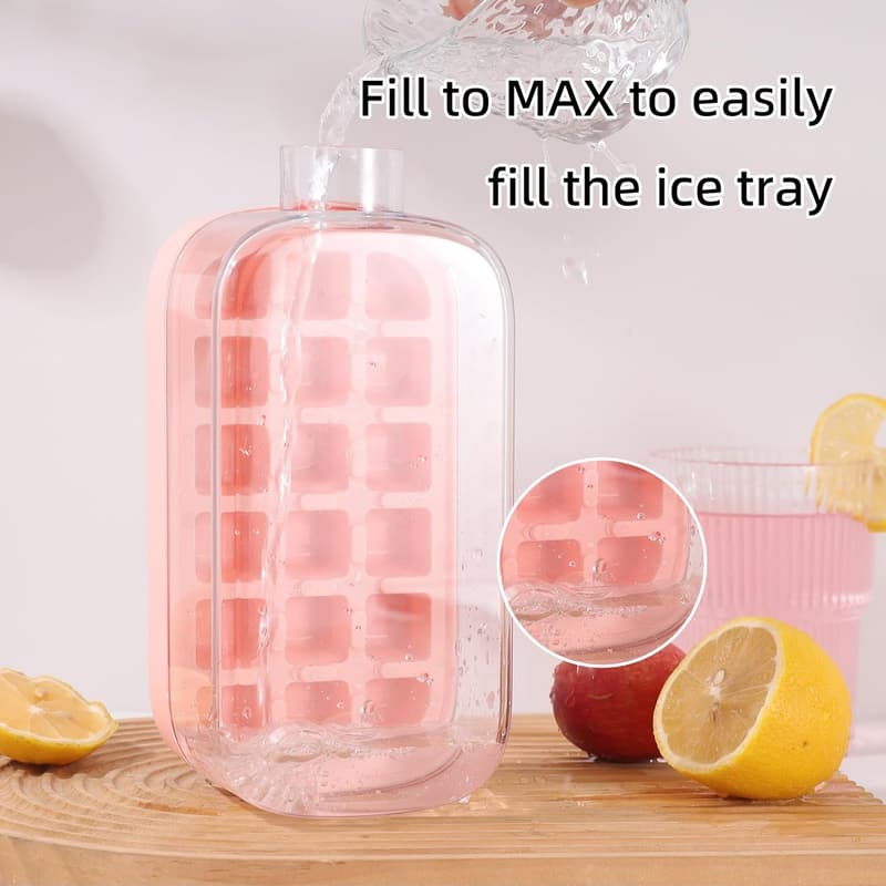 YFJOLEN 800ML Ice Cube Water Bottle with Straw for Summer