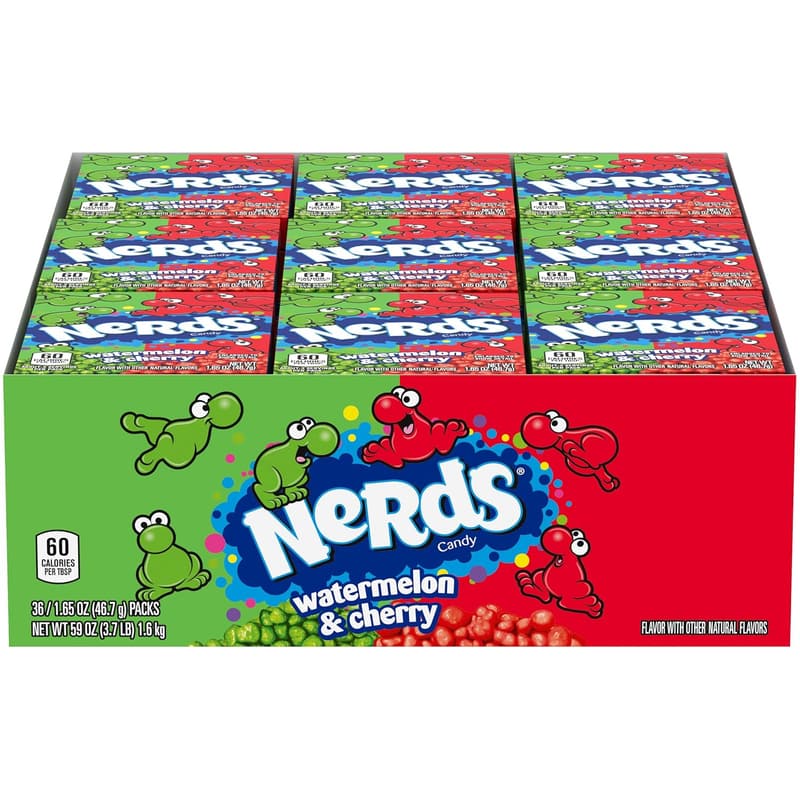 Nerds Watermelon & Wild Cherry Candy Boxes, 36 Treat Size