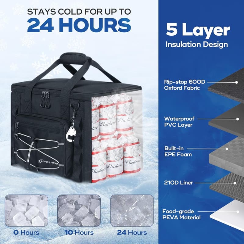 Collapsible Insulated Cooler Bag for Camping & Travel