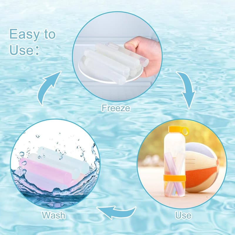 BPA-Free Reusable Ice Cubes - 24 Pack, Quick Freeze