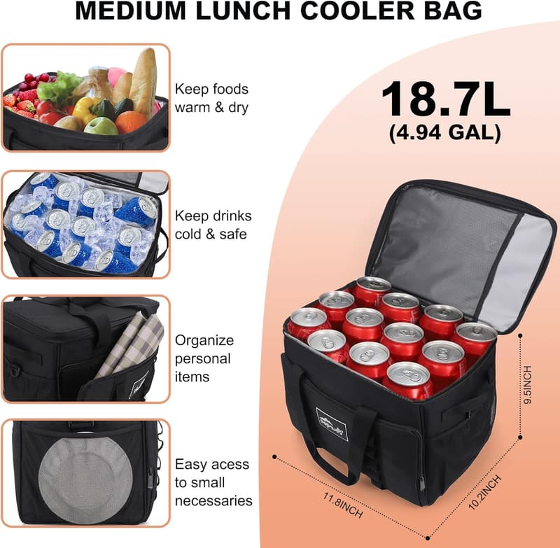 Portable 24-Can Insulated Cooler Bag for Beach & Camping
