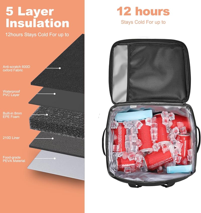 Portable 24-Can Insulated Cooler Bag for Beach & Camping