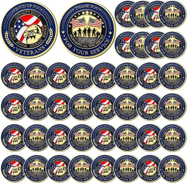 Military Challenge Coins - Set of 40 for Veterans