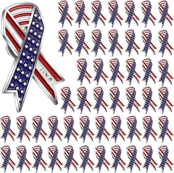 Patriotic American Flag Lapel Pins - 50 Pcs Veteran's Day Gifts
