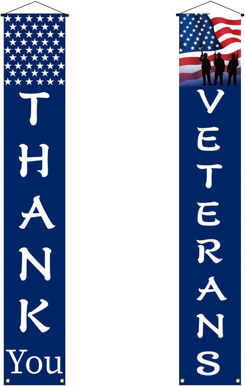 Veterans Day Patriotic Hanging Banner with American Flag