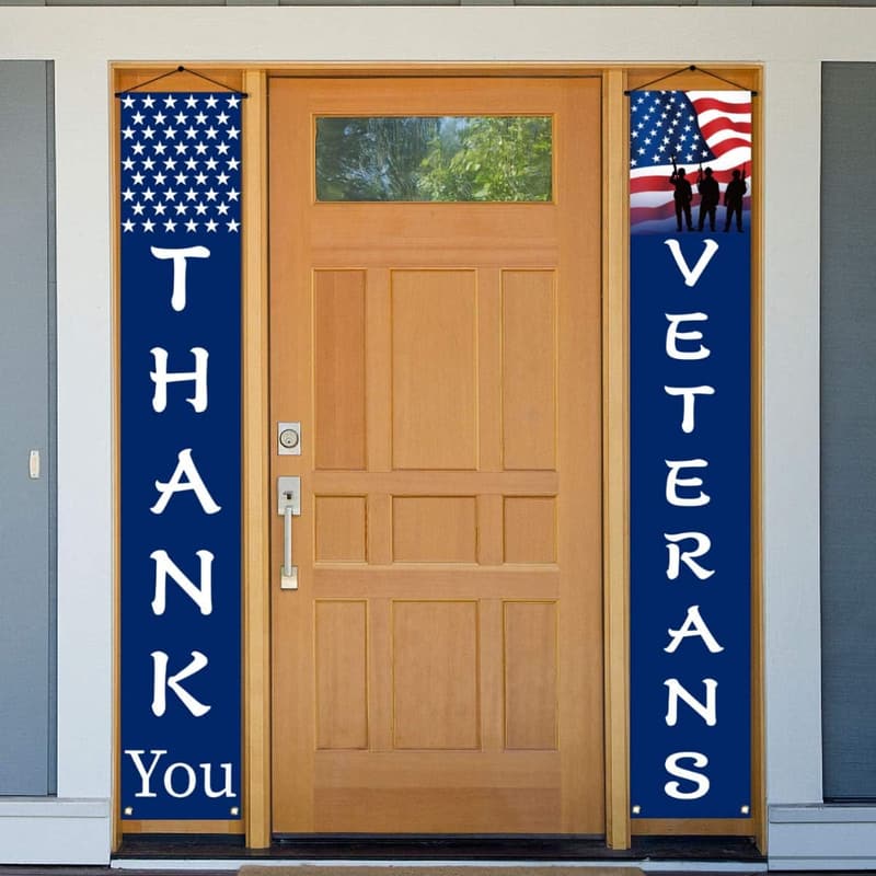 Veterans Day Patriotic Hanging Banner with American Flag