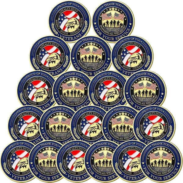 Veterans Day Military Challenge Coins – 20 Pack Thank You Gifts