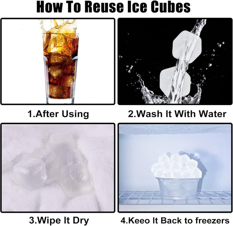 60 Pack Reusable BPA-Free Ice Cubes for Drinks