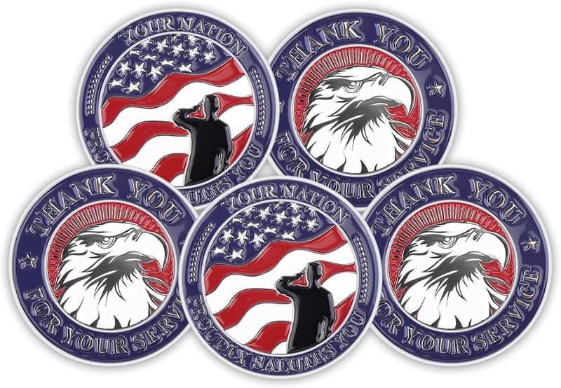 Veterans Day Military Challenge Coins - 5-Piece Set