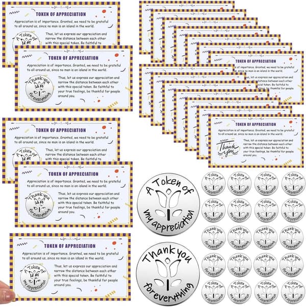 Motivational Appreciation Tokens & Cards Set for Teachers & Volunteers