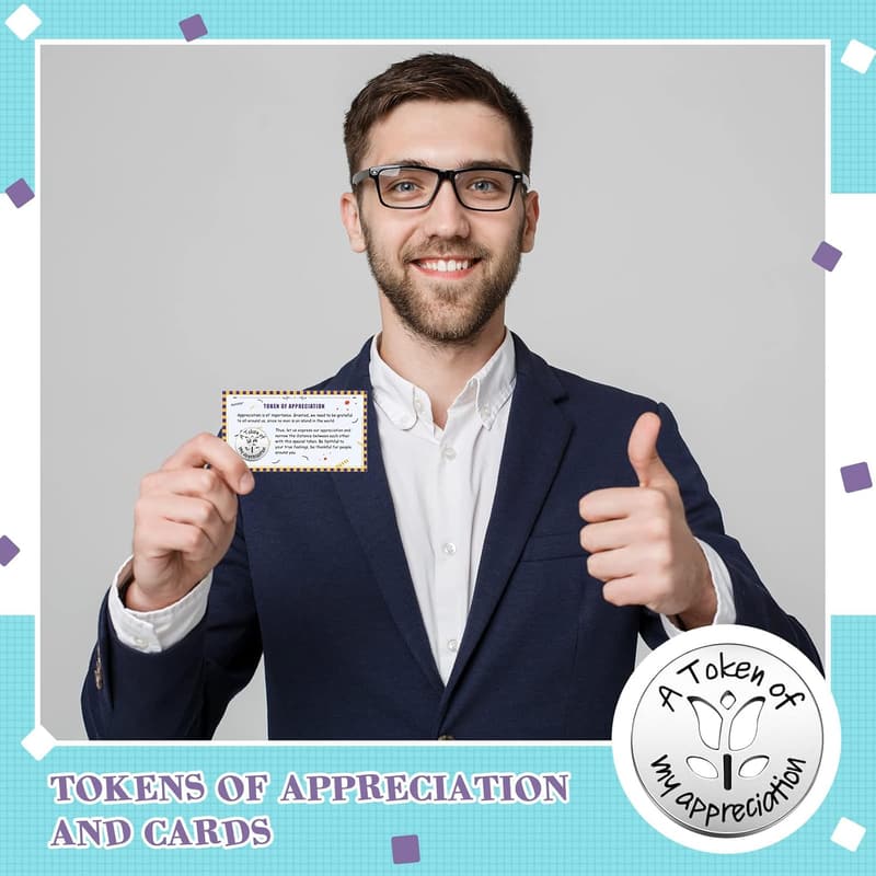 Motivational Appreciation Tokens & Cards Set for Teachers & Volunteers
