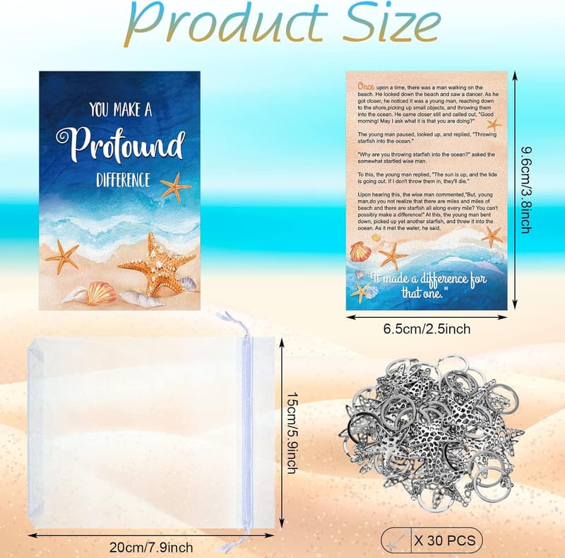 Starfish Story Appreciation Notecard Set with Charms & バッグ