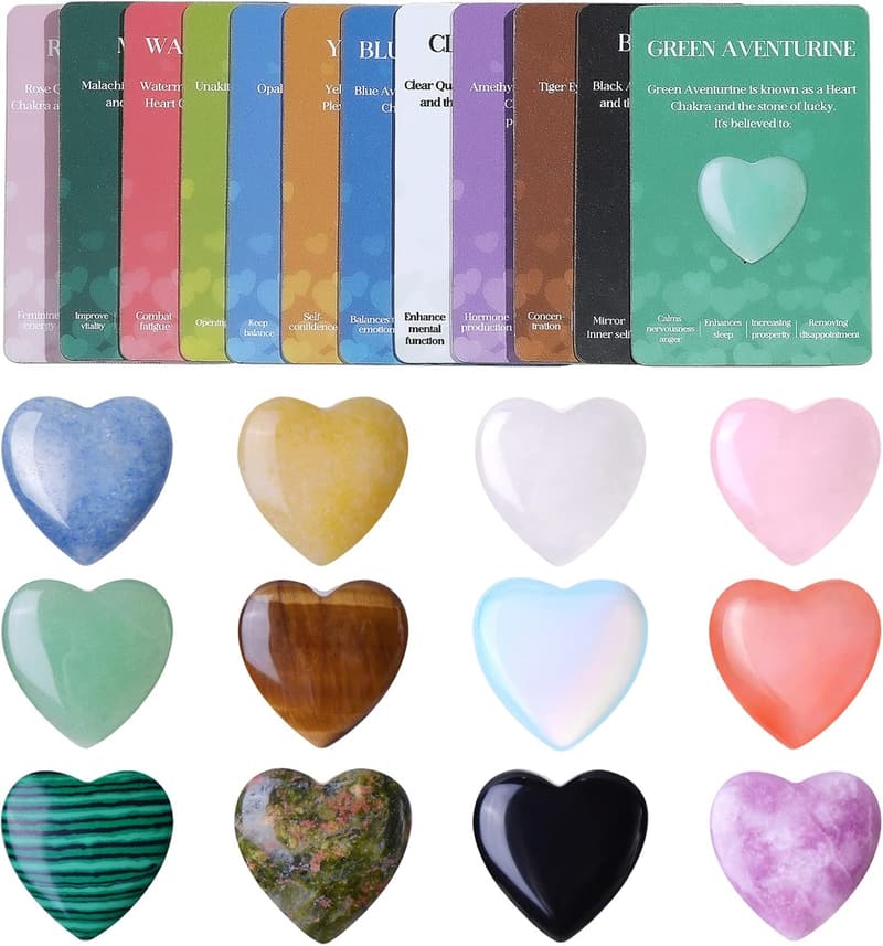 Healing Heart Crystal Stones 12 PCS Set for Mother's Day