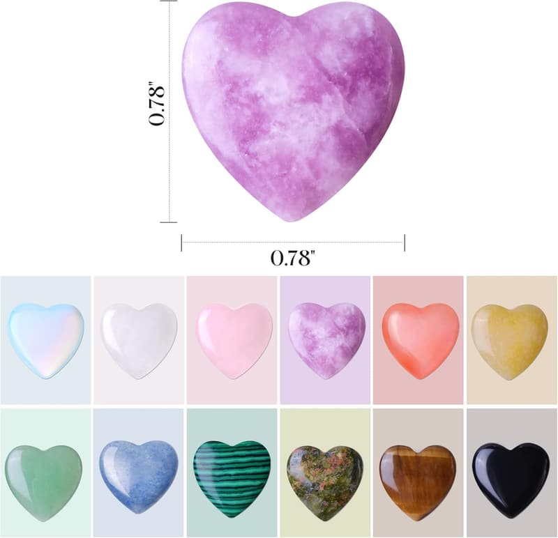 Healing Heart Crystal Stones 12 PCS Set for Mother's Day