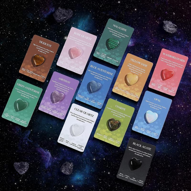 Healing Heart Crystal Stones 12 PCS Set for Mother's Day