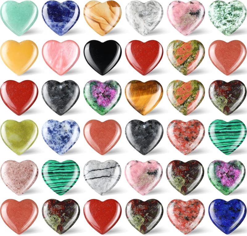 Heart-Shaped Healing Stones - 40 Pcs Inspirational Rocks for Women