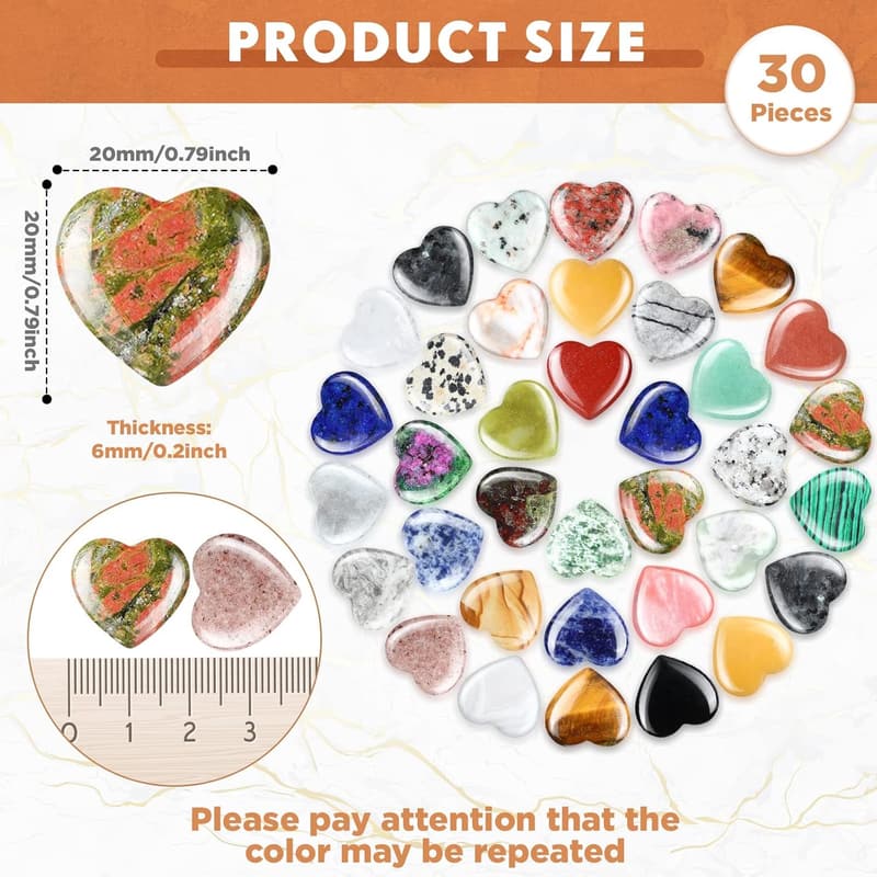 Heart-Shaped Healing Stones - 40 Pcs Inspirational Rocks for Women
