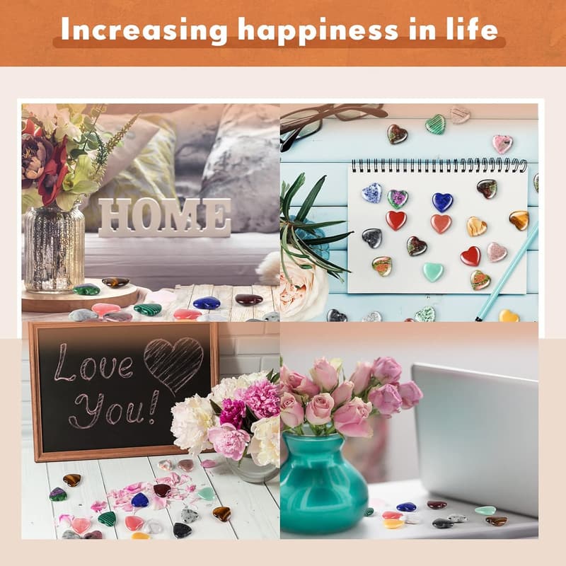 Heart-Shaped Healing Stones - 40 Pcs Inspirational Rocks for Women