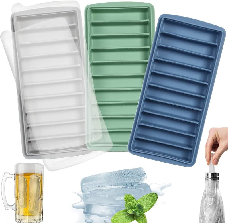 Silicone Ice Stick Tray with Lid - 3 PCS, Easy Release