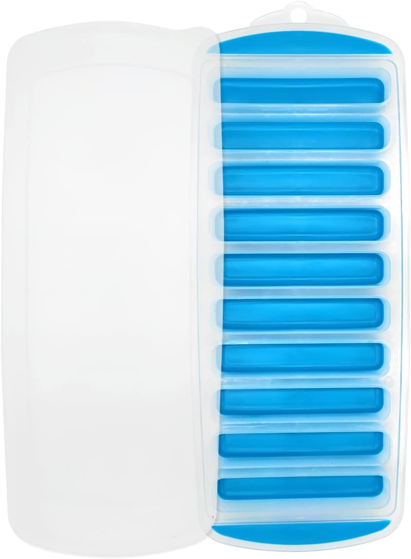 Silicone Ice Cube Tray with Removable Lid - No Spill, Reusable