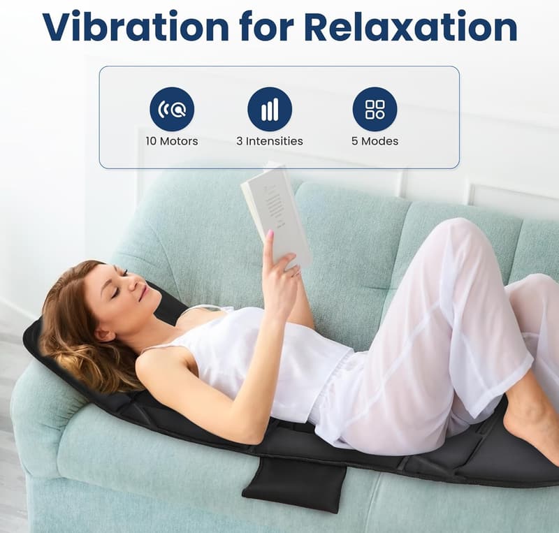 App-Controlled Vibration Massage Mat with Heat and Shiatsu Pillow