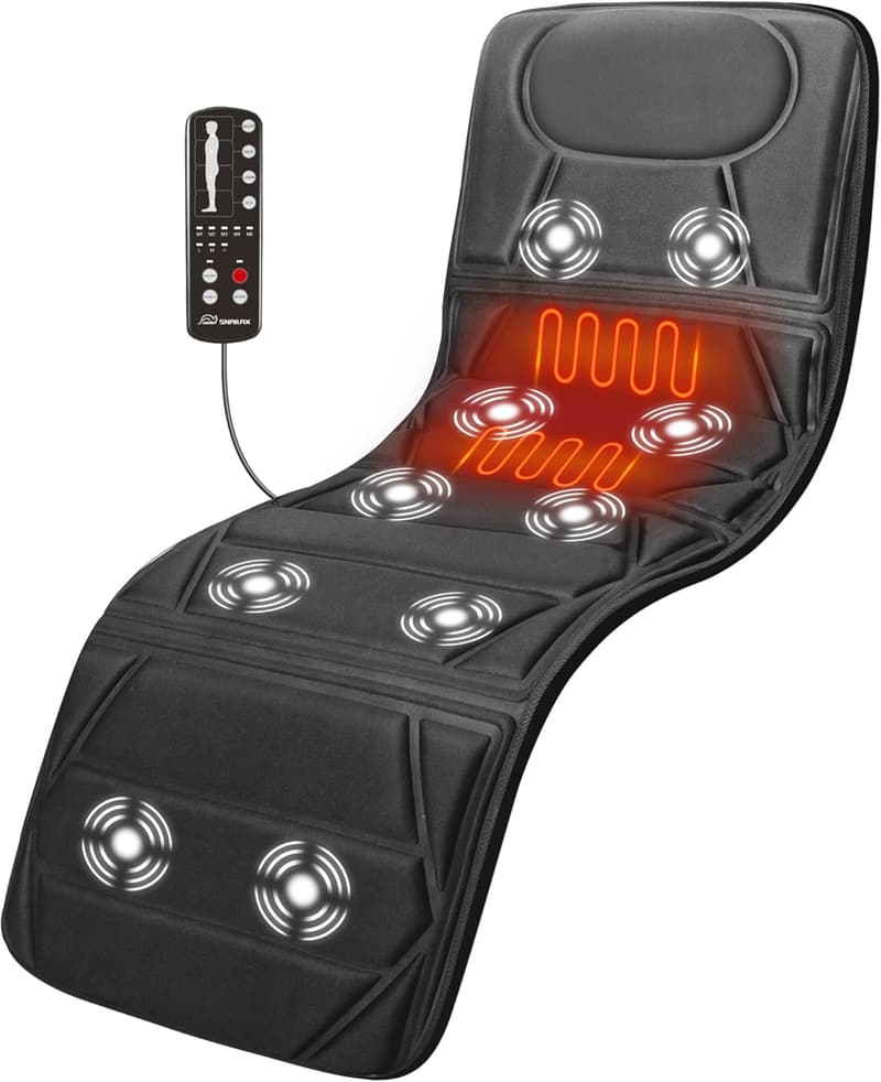 Snailax Heated Massage Mat with 10 Motors for Full Body Relief