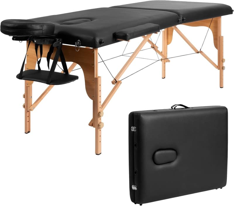 Professional Folding Massage Table with Facial Cradle - Black