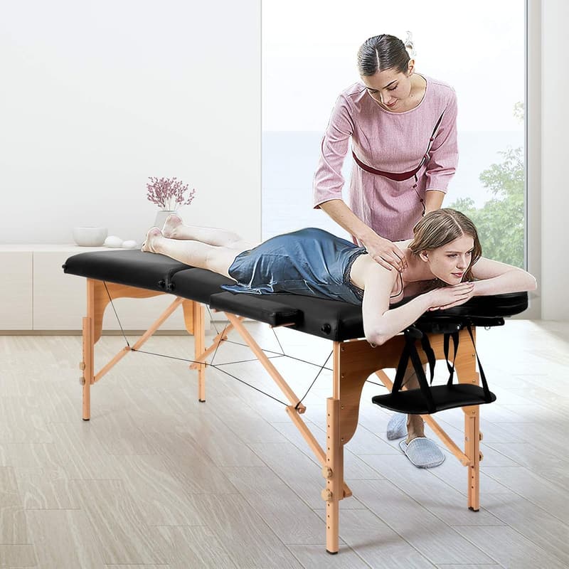 Professional Folding Massage Table with Facial Cradle - Black