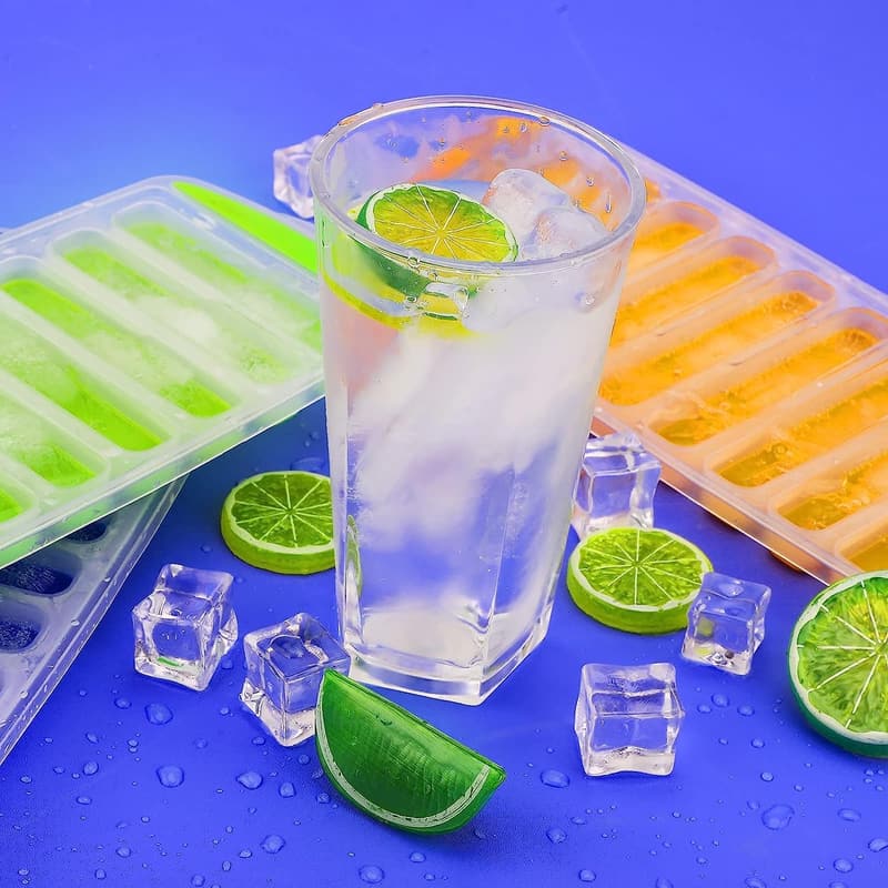 Silicone Ice Cube Tray with Lid, 2-Piece Set for Water Bottles