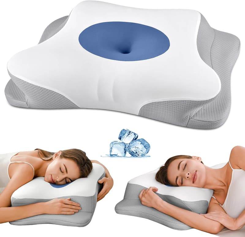 Ergonomic Cooling Memory Foam Neck Pillow for Pain Relief