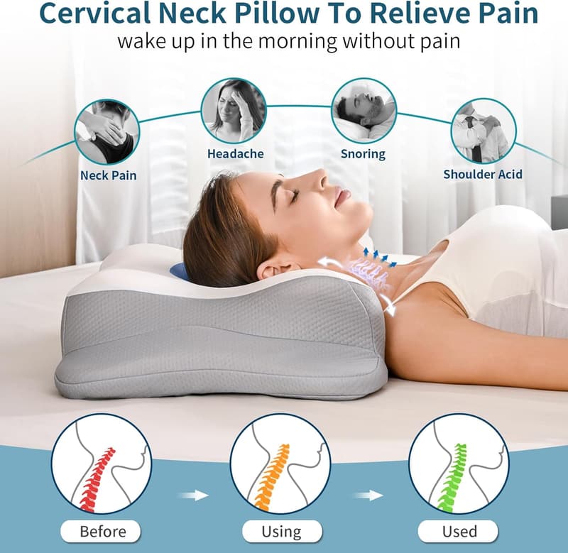 Ergonomic Cooling Memory Foam Neck Pillow for Pain Relief