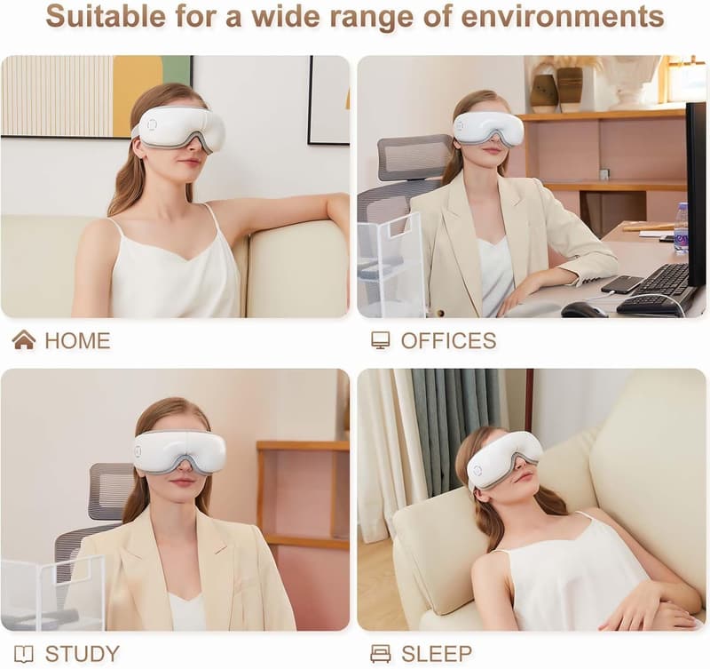 Heated Eye Massager with Bluetooth Music – 5 Massage Modes